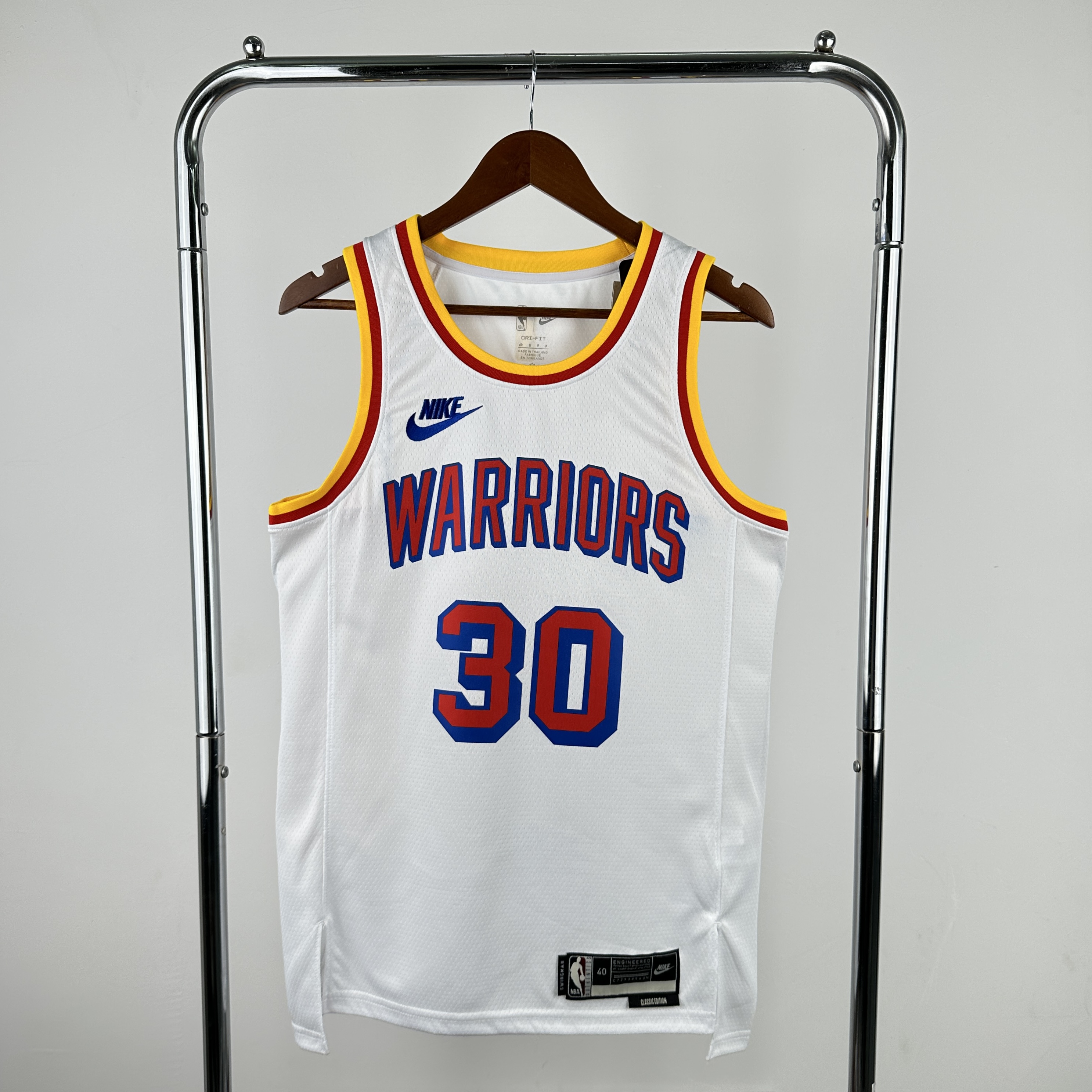 Men Golden State Warriors 30 Curry White Season Throwback Nike 2025 NBA Jersey